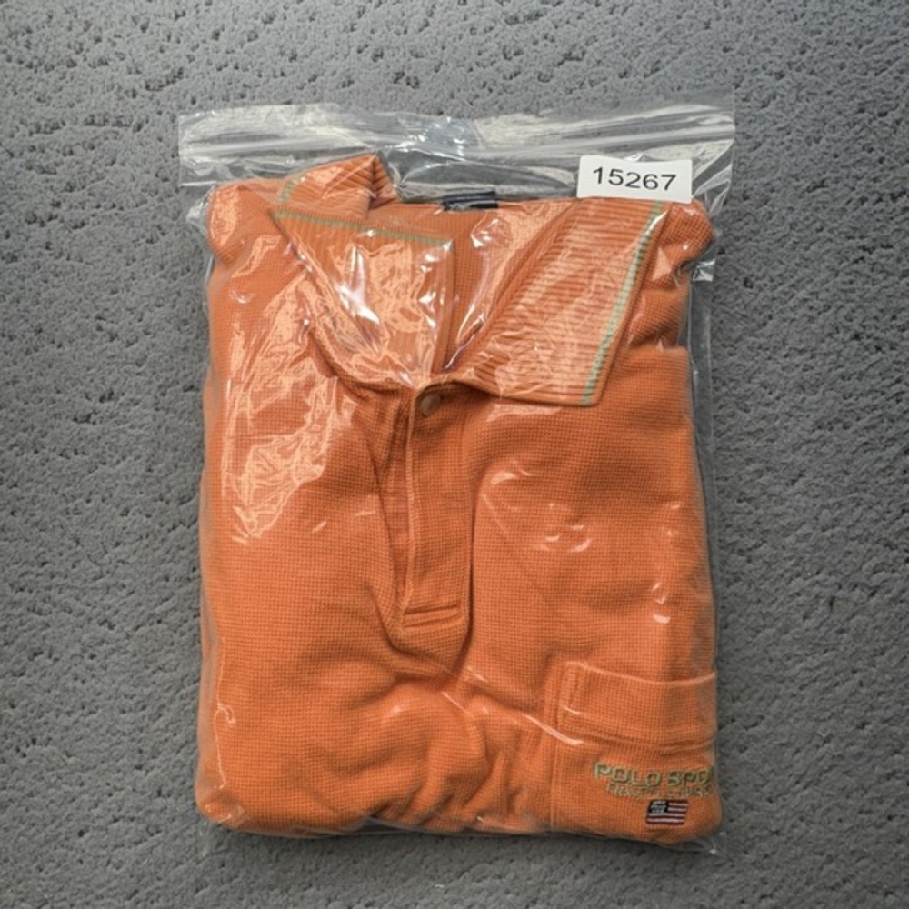 Ralph Lauren Polo Shirt XXL Orange Pocket Sport Cuffed Tipped Collar USA Flag - Picture 12 of 12